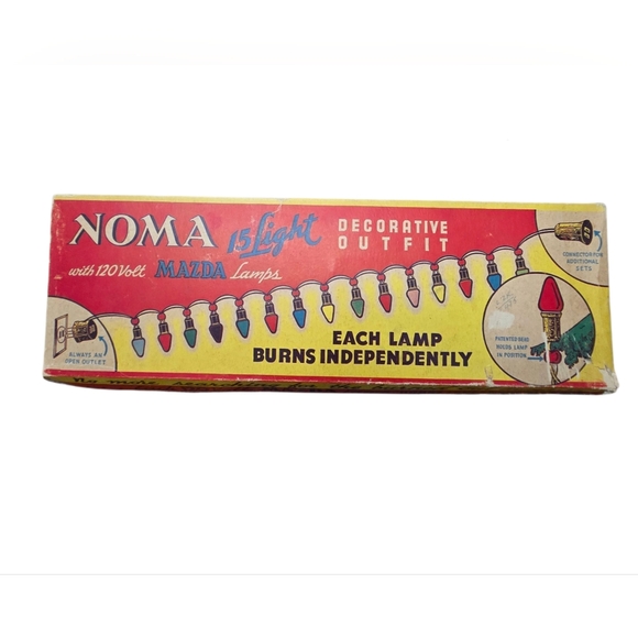 Vtg NOMA Christmas String Lights Late 40s–Early 50s Original Box Tested Working - Picture 3 of 10